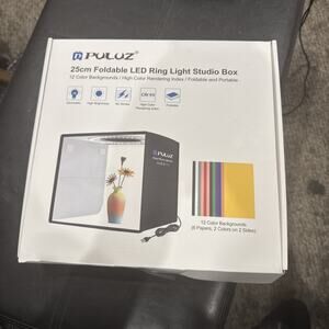 Puluz 25cm Foldable LED Ring Light Studio Box 12 Color Options - New in Open Box